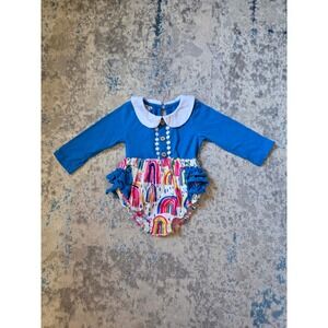 Dash of Glitter Boutique 12-18 months Collared Long Sleeve Rainbow Bubble Romper